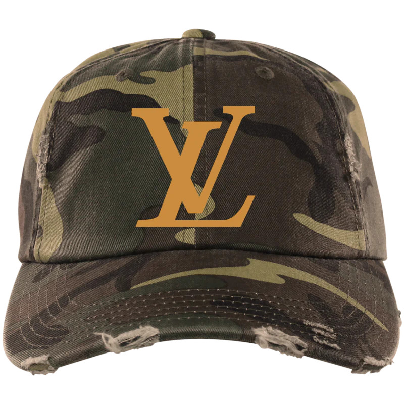 LV Gold Designer Inspired Distressed Hat | Always Stylish Mama