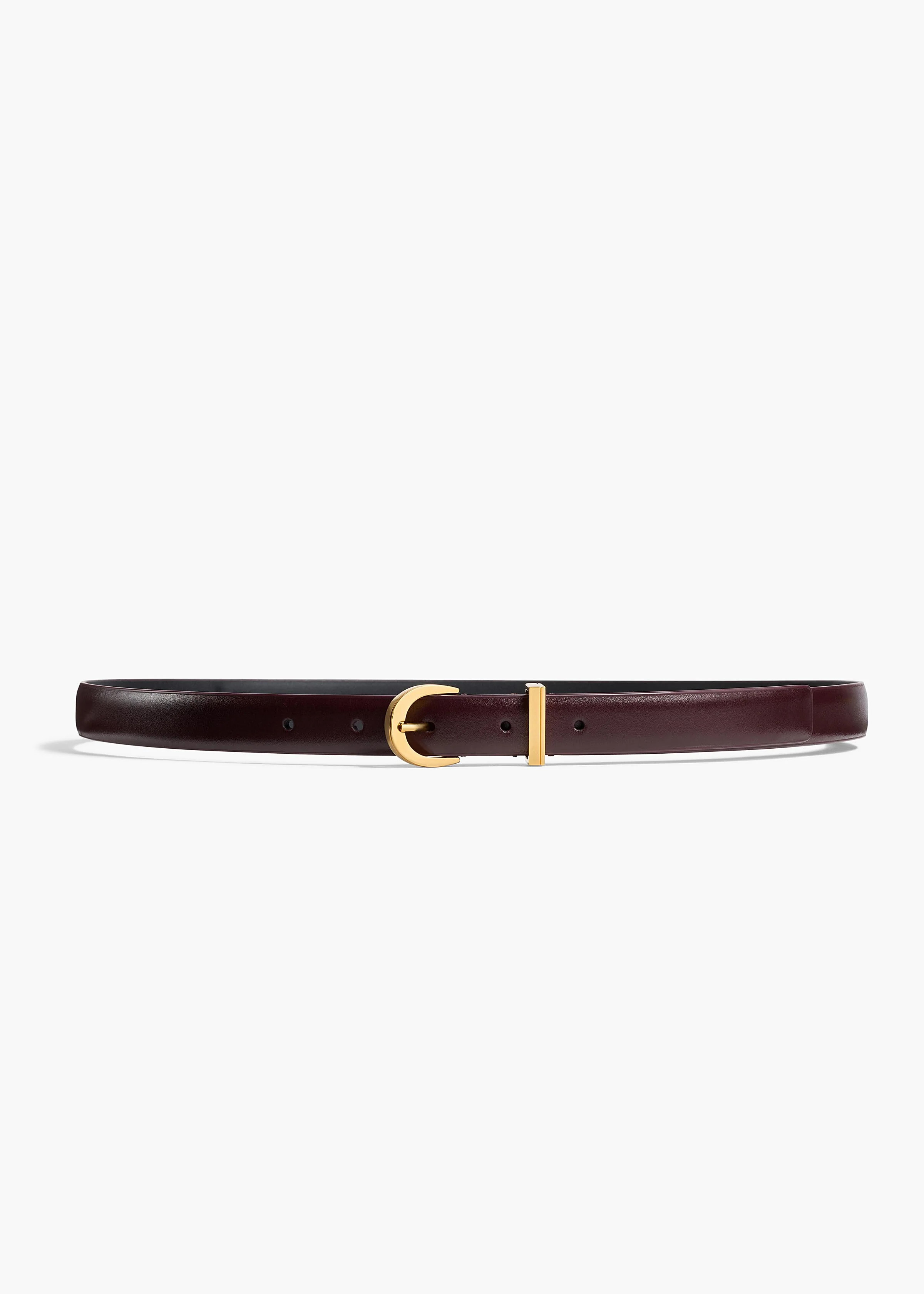 KHAITE - Luna Belt In Bordeaux Leather With Gold | Khaite