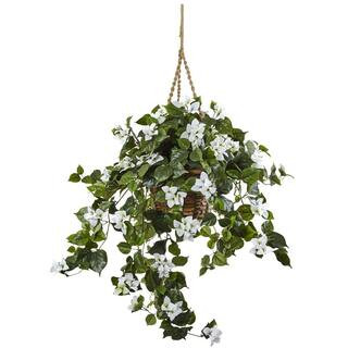 Nearly Natural Artificial Bougainvillea Hanging Basket 6868-WH - The Home Depot | The Home Depot