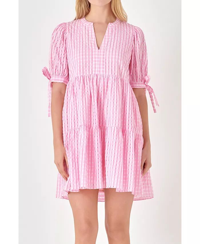 Women's Gingham Tiered Mini Dress | Macy's