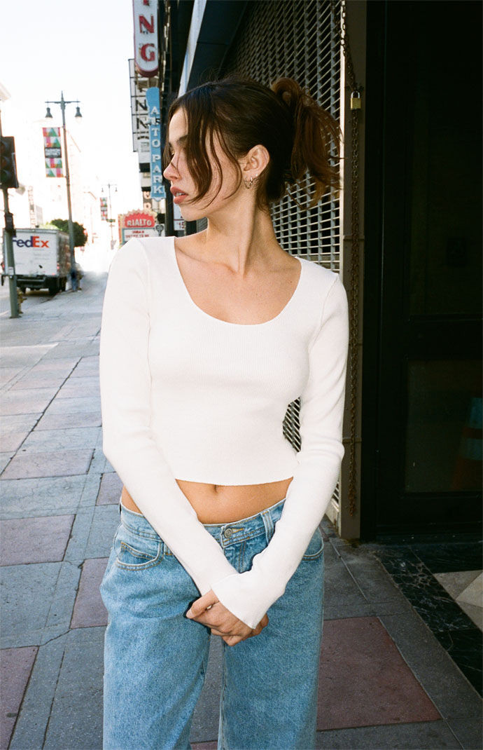 John Galt Women's White Mckenna Long Sleeve Top | PacSun