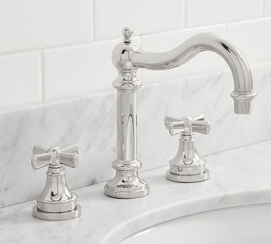 Mercer Cross Handle Widespread Bathroom Sink Faucet | Pottery Barn (US)