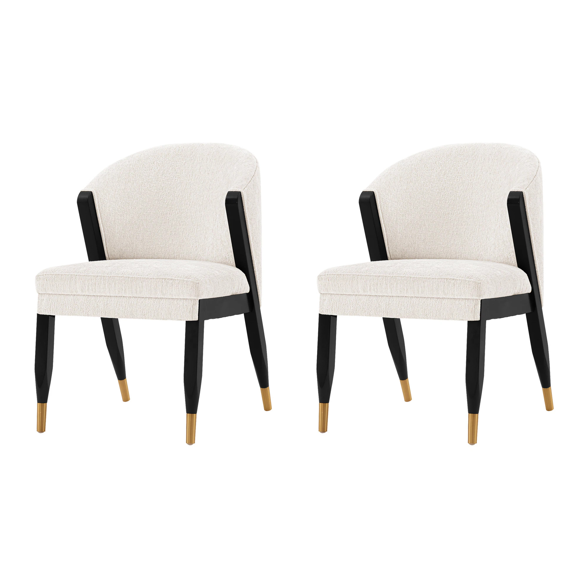 Manhattan Comfort Set of 2 Contemporary/Modern Chenille Upholstered Dining Arm Chair (Wood Frame) in White | 2-DC075-CR | Lowe's