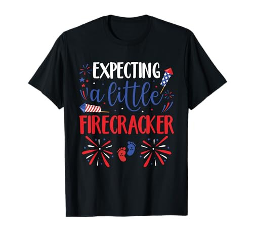 Expecting A Little Firecracker Mom Dad 4th of July Pregnancy T-Shirt | Amazon (US)