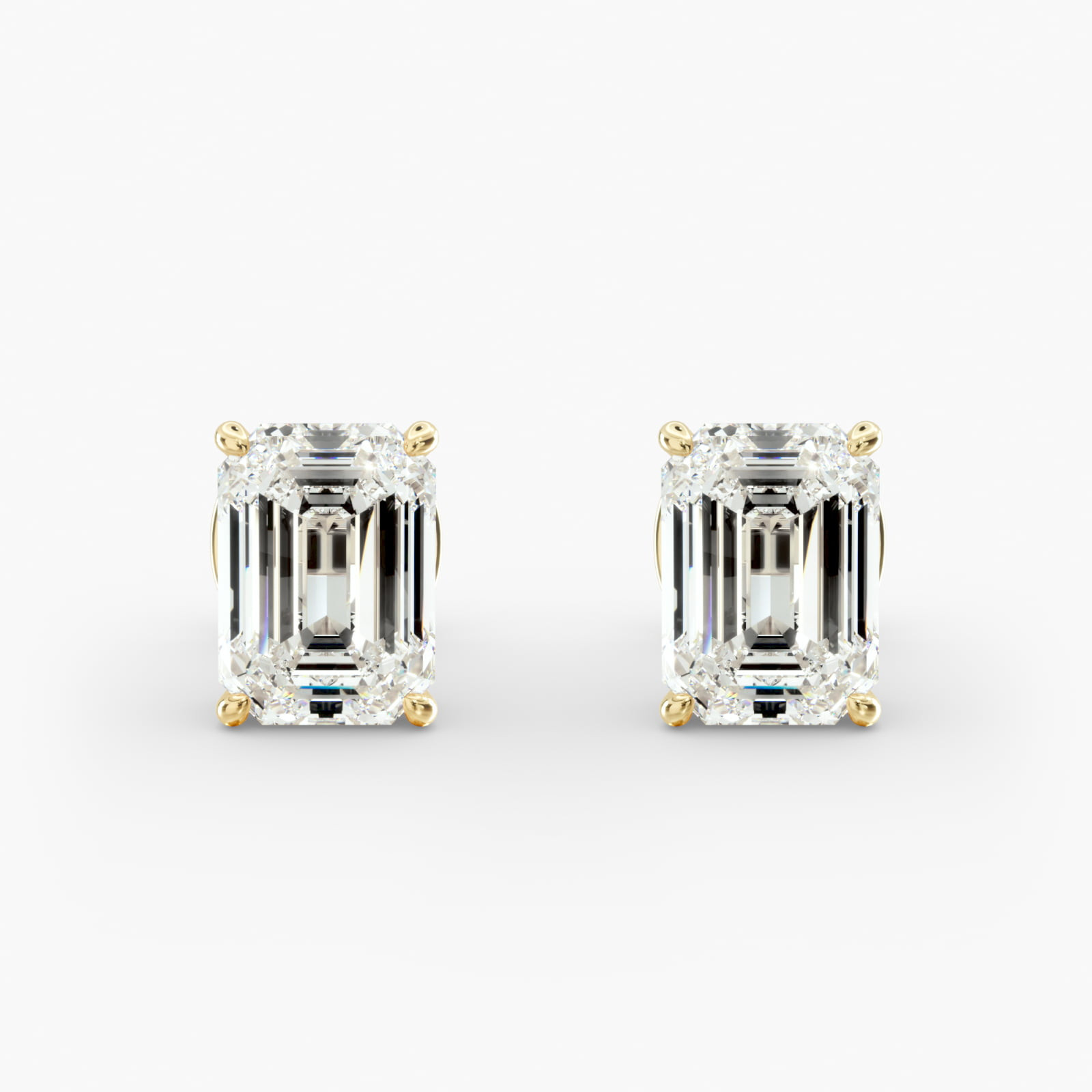 Emerald Cut Diamond Stud Earrings   In 18K Yellow Gold (Setting) | Blue Nile