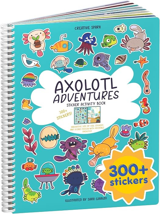 Axolotl 300+ Kids Sticker Book by Cupkin Toddler Airplane Travel Coloring and Sticker Book, Road ... | Amazon (US)