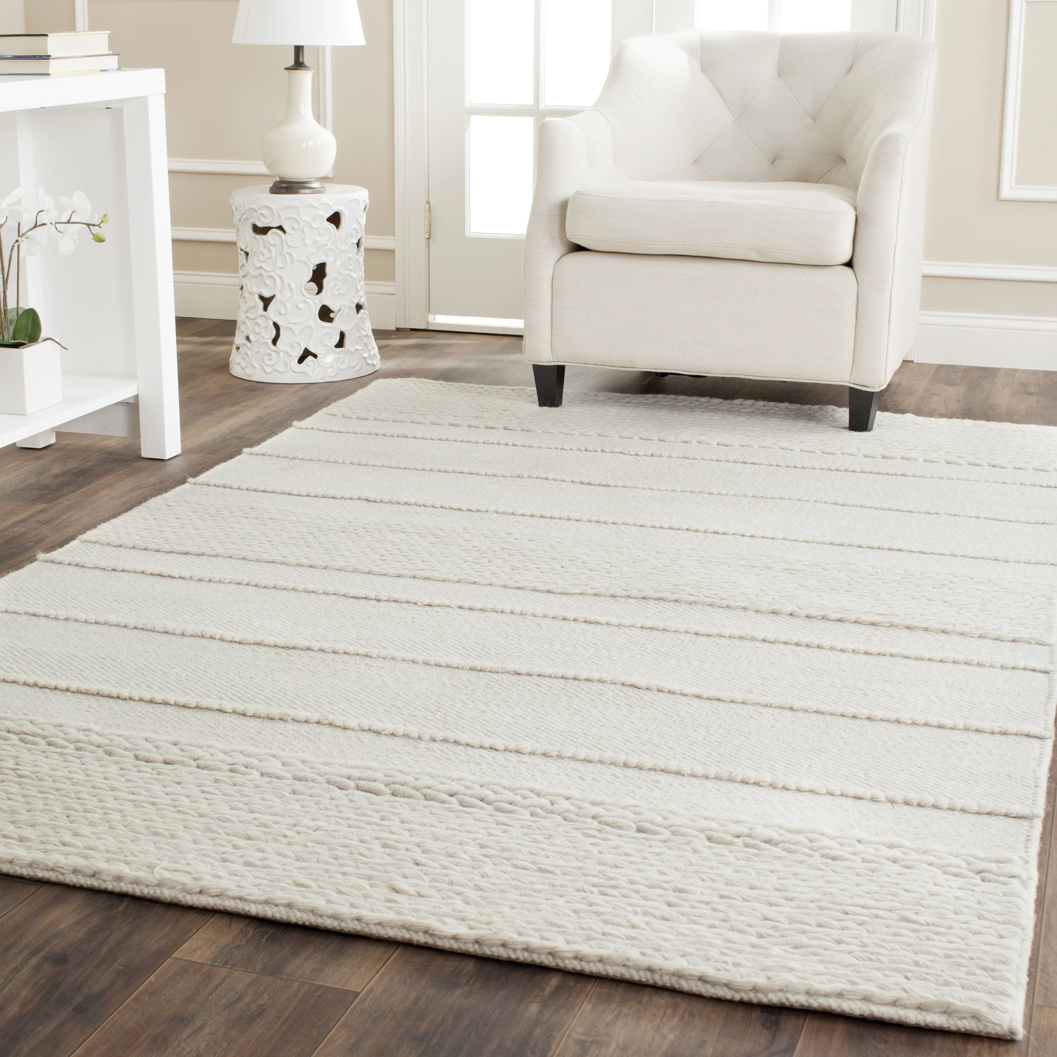 SAFAVIEH Natura Avery Solid Striped Braided Wool Area Rug, Natural, 2' x 3' | Walmart (US)