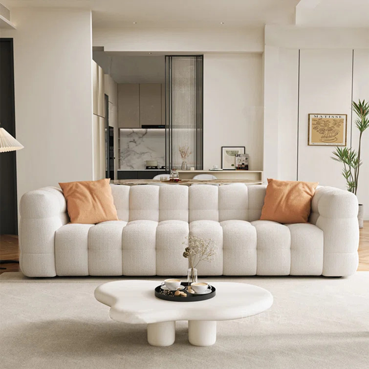 Nordic Modern Simple Cotton Candy Cream Wind Sand 129.92'' Upholstered Sofa | Wayfair North America