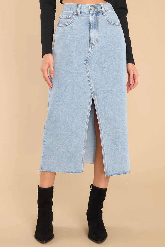 Confident Strides Light Denim Skirt | Red Dress 