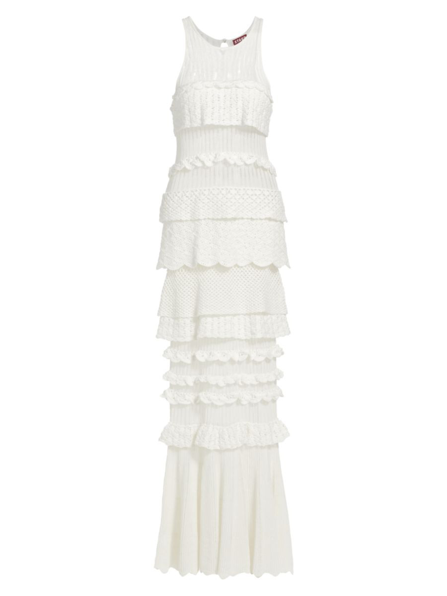 Shop Staud Sorrento Cotton-Blend Ruffle Maxi Dress | Saks Fifth Avenue | Saks Fifth Avenue