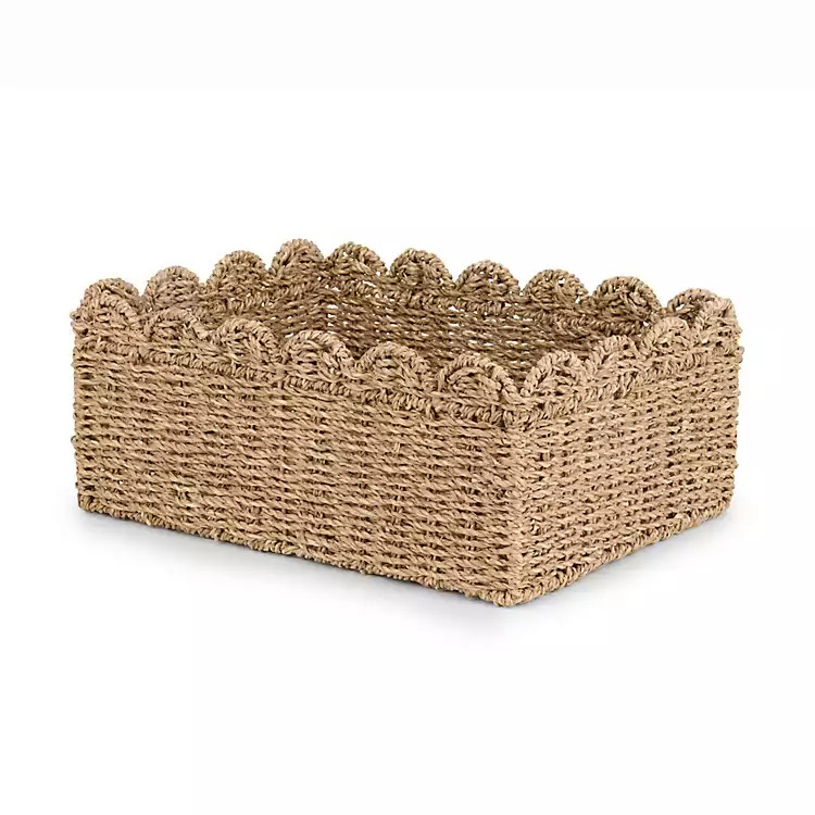 New! Large Seagrass Scalloped Basket | Kirklands