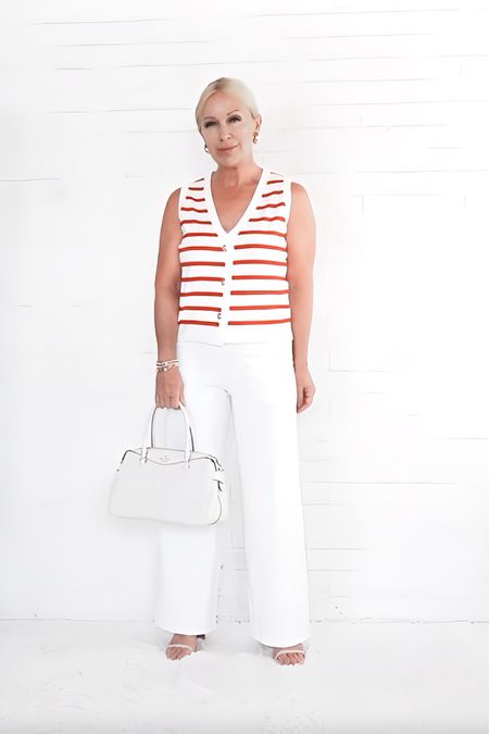 Viral Amazon white yoga pants are very comfortable and more like trousers!  I paired it with a striped sweater vest for a modern European summer look.

#LTKOver40 #LTKSeasonal #LTKFindsUnder50