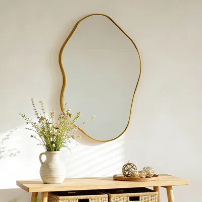 Cloud Shaped Wall Mirror, 44"x32" Gold Metal Frame Decorative Mirror For Bathroom, Living Room, Bedroom, Entryway – Modern Asymmetrical Vanity Mirror | Wayfair North America