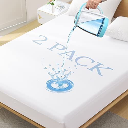 2 Pack Twin Size Premium Waterproof Mattress Protector, Soft Breathable Mattress Pad Cover, Noise... | Amazon (US)