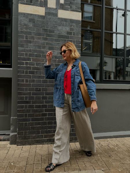 Monsoon denim jacket, colourful outfit, spring outfit, Aligne vest, me & em trousers, pinstripe trousers, John Lewis sandals, & other stories sunglasses 

#LTKuk #LTKspring #LTKstyletip