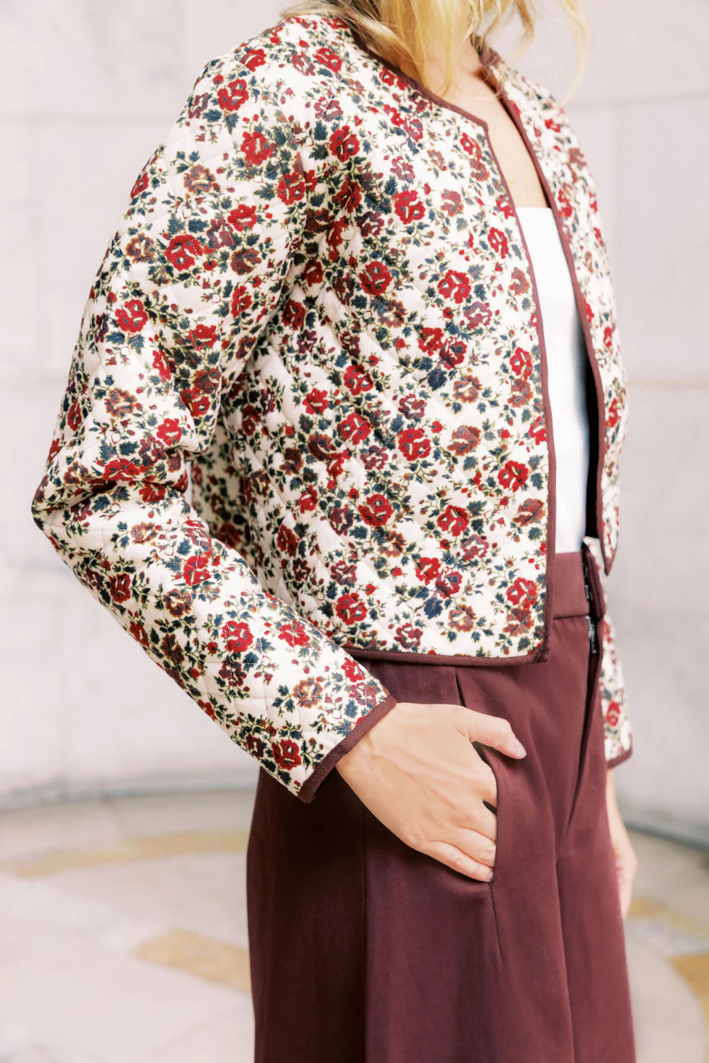 MASON'S DAUGHTER Ava Jacket, Quilted Floral Printed Velvet | The Avenue