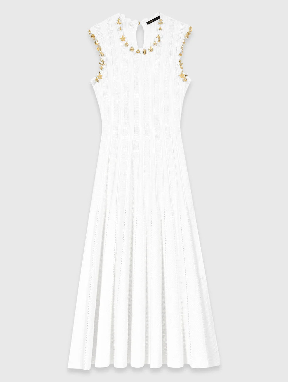 Knit dress with gold jewellery White for Women | Maje | Maje US