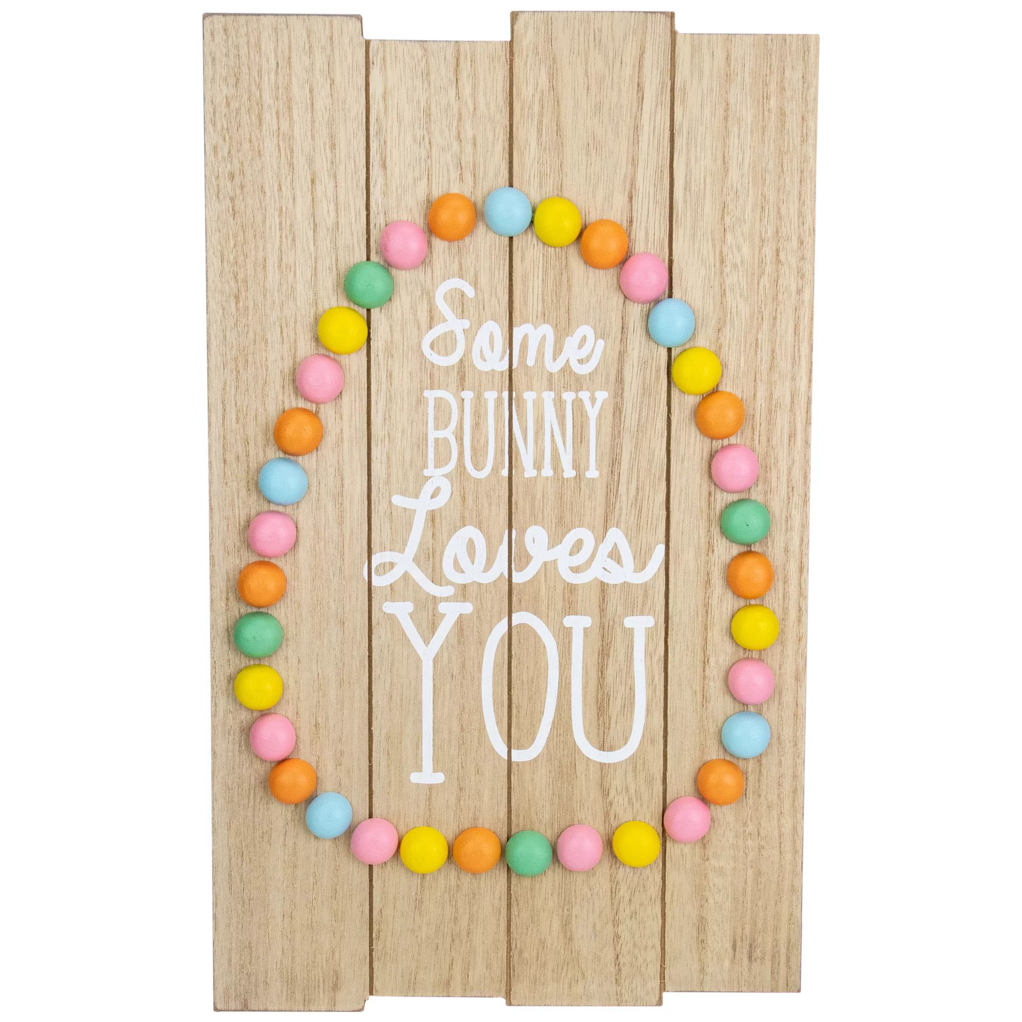 15.75" Colorful Candy Shaped Egg Some Bunny Loves You Hanging Easter Wall Decor | Walmart (US)
