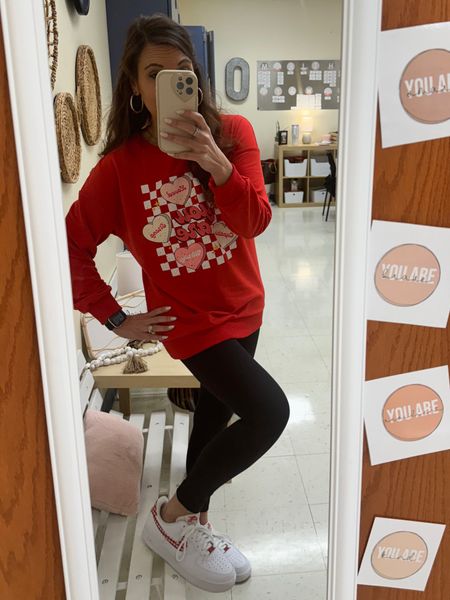 Affirmations Valentine Sweatshirt and my favorite Amazon leggings. 

#LTKsalealert #LTKSeasonal #LTKfindsunder50