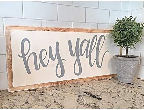 NOT BRANDED Hey Yall Sign Home Decor Wood Sign Rustic Hand Painted Framed Wood Sign Blogger Fixer... | Amazon (US)
