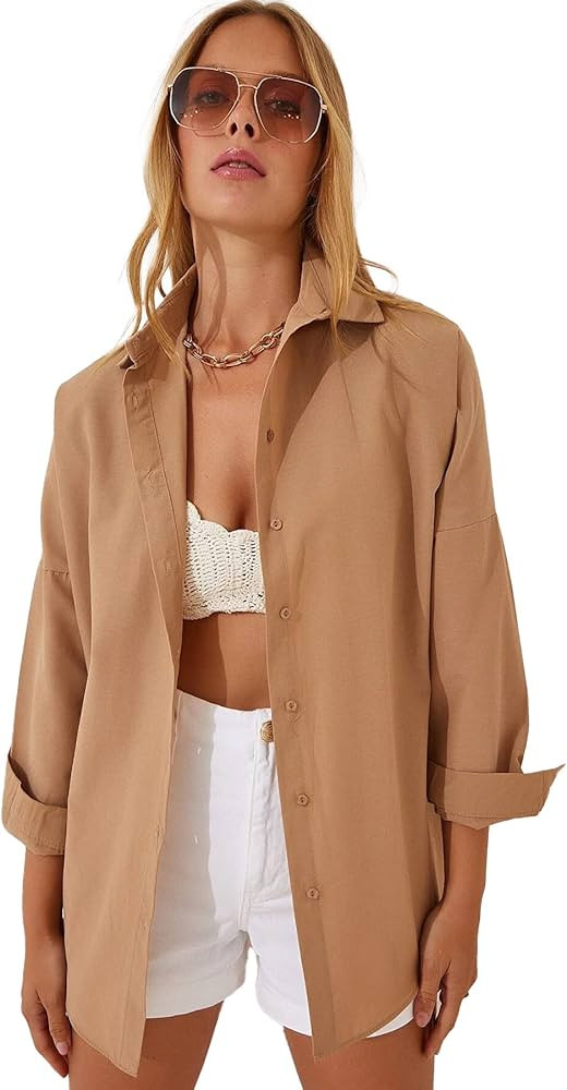 Womens Dressy Blouses Tops, Casual Long Sleeve Loose Fit Button Down Shirts | Amazon (US)