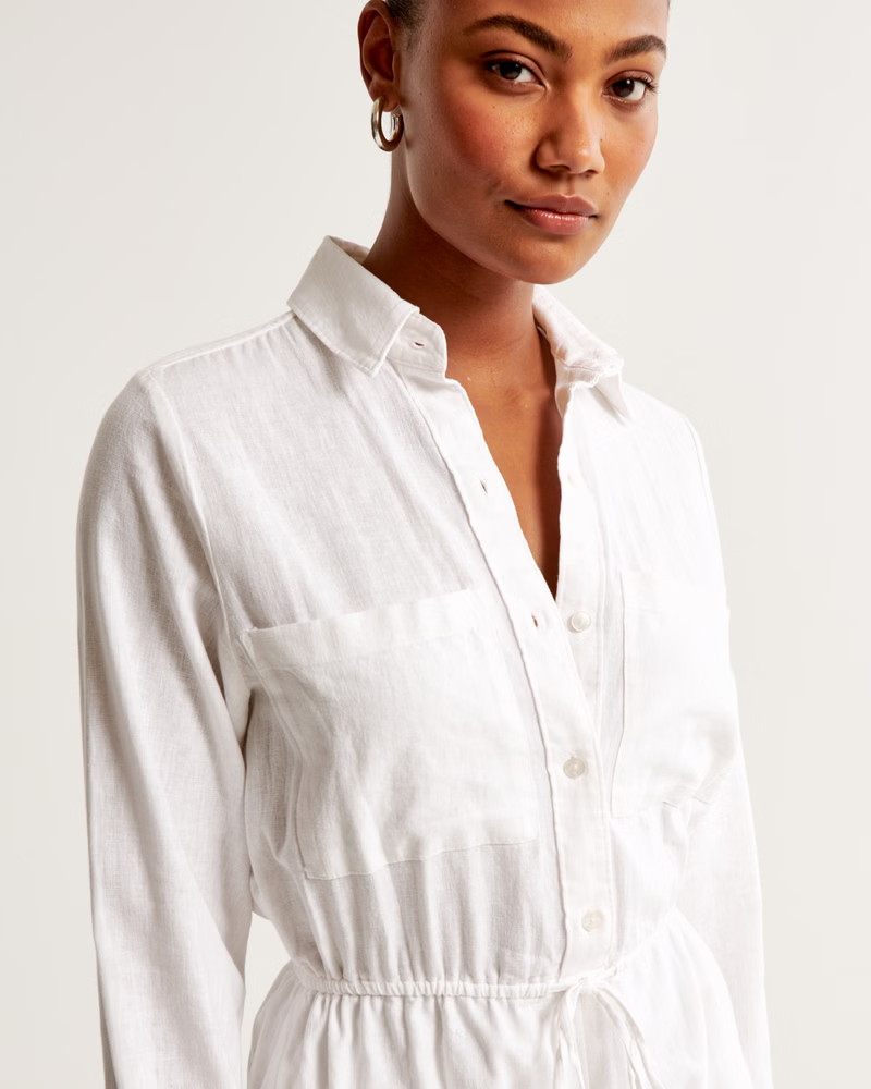 Linen-Blend Easy Waist Romper | Abercrombie & Fitch (US)