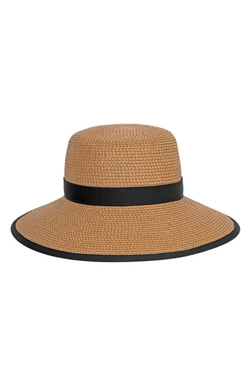 Eric Javits Sunbust Ponytail Notch Sun Hat in Natural/Black at Nordstrom | Nordstrom