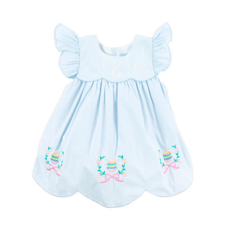 Easter Eggs & Bows Light Blue Lacey Dress | Classic Whimsy