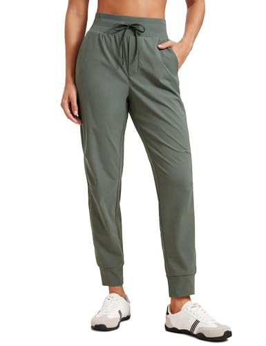 CRZ YOGA Athletic Joggers for Women 27.5" - Lightweight Travel Outdoor Hiking Pants with Pockets Grey Sage Large | Amazon (US)