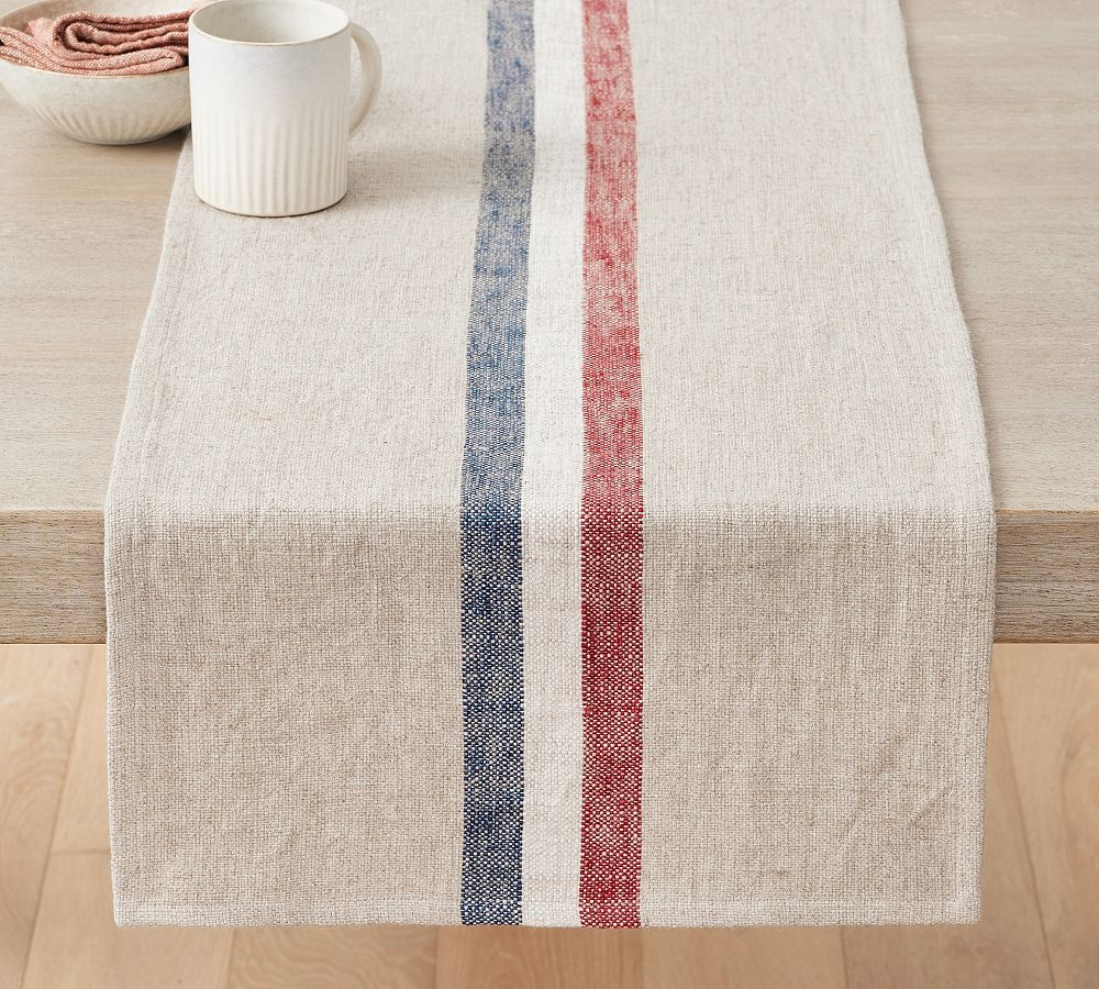 Patriotic Stripe Cotton/Linen Table Runner | Pottery Barn (US)