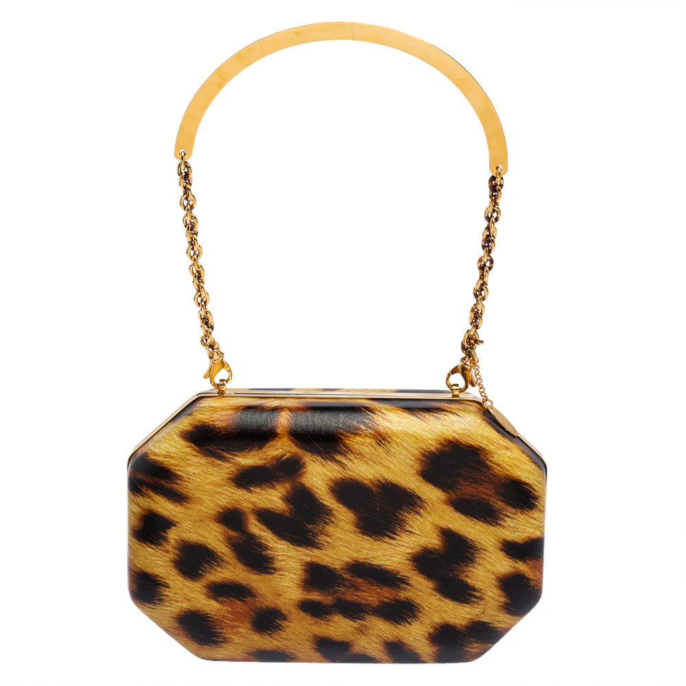 Roberto Cavalli Leopard Print Leather Clutch | Shop Simon