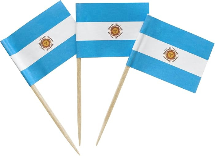 100PCS Argentina Flag Argentine Small Toothpick Flag Decor Mini Cupcake Toppers Cocktail Food Fla... | Amazon (US)