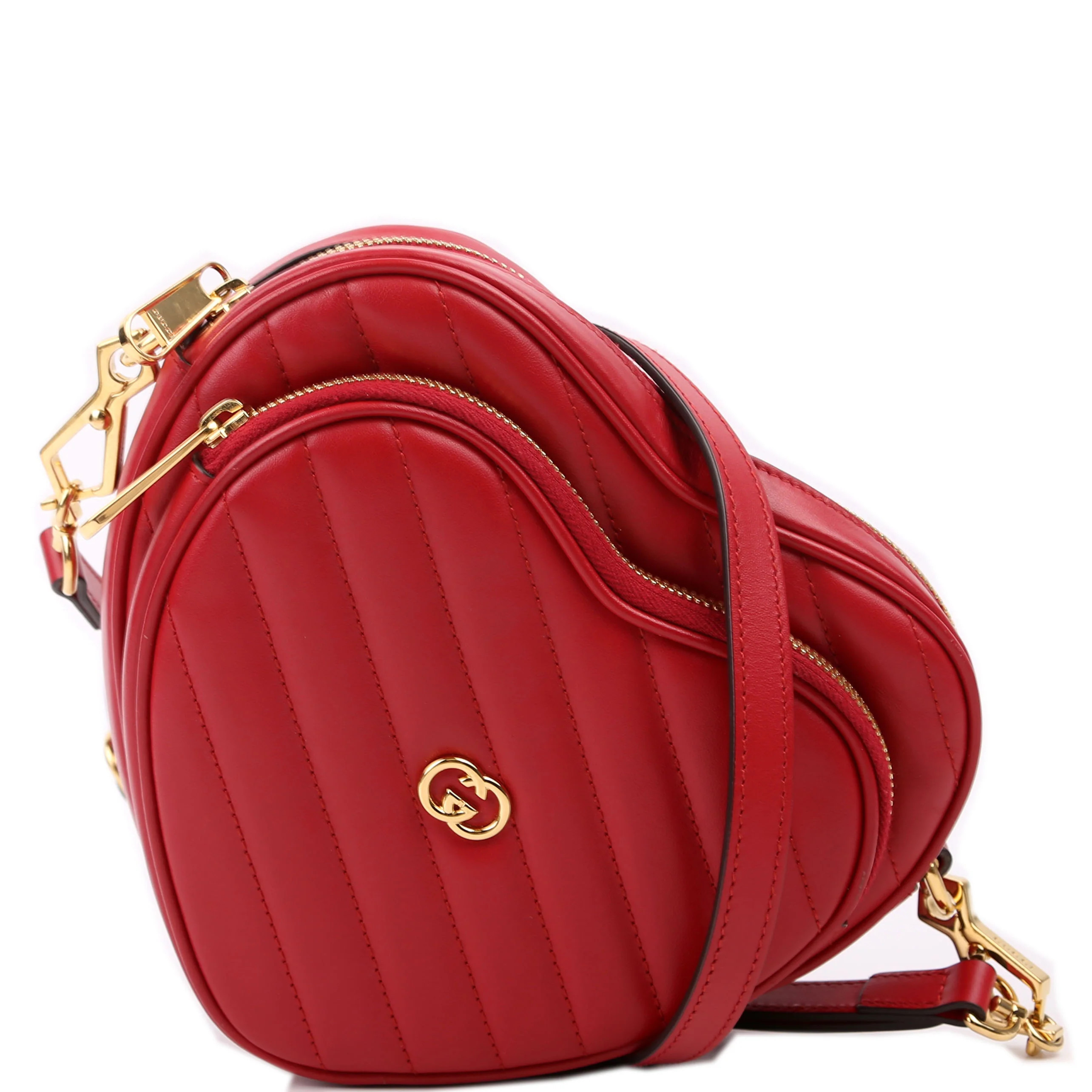 751628 Interlocking G Mini Heart Bag Red | Keeks Designer Handbags