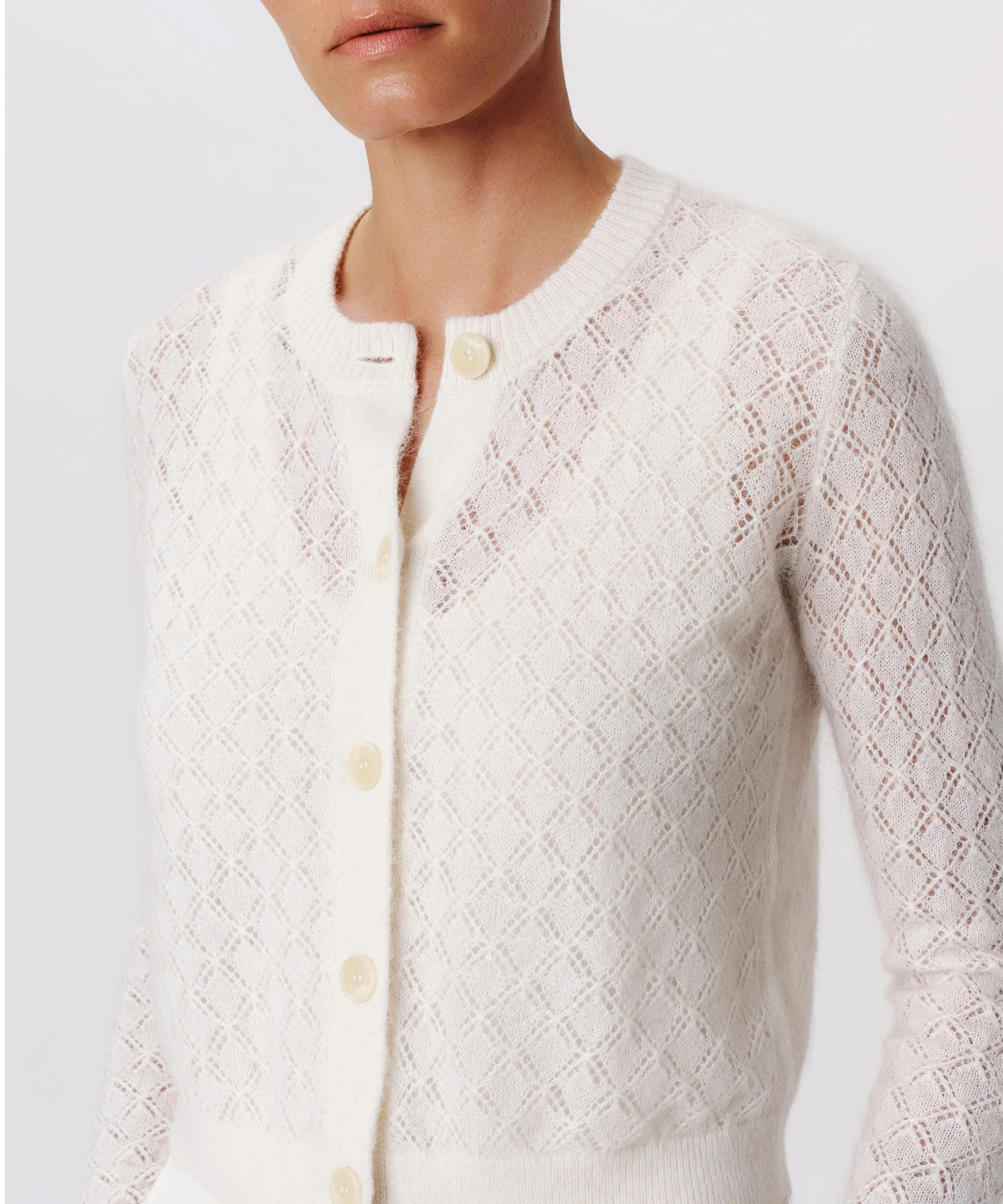 ATM Anthony Thomas Melillo Women's Wool Blend Textured Cardigan - Chalk | ATM Collection