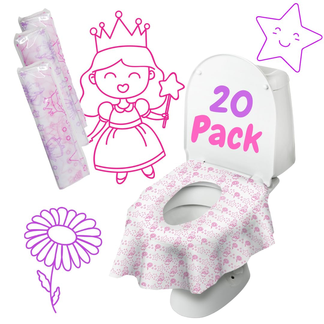 Princess Disposable Toilet Seat Cover for Kids 20 Pack, XL, Waterproof & Individually Wrapped Tod... | Amazon (US)