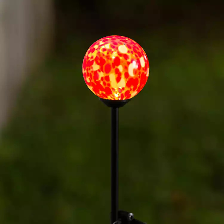 New! Red Glass Gazing Orb Solar Stake | Kirklands