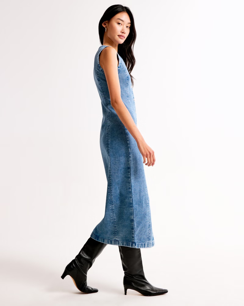 The A&F Mara High-Neck Vest Midi Dress | Abercrombie & Fitch (US)