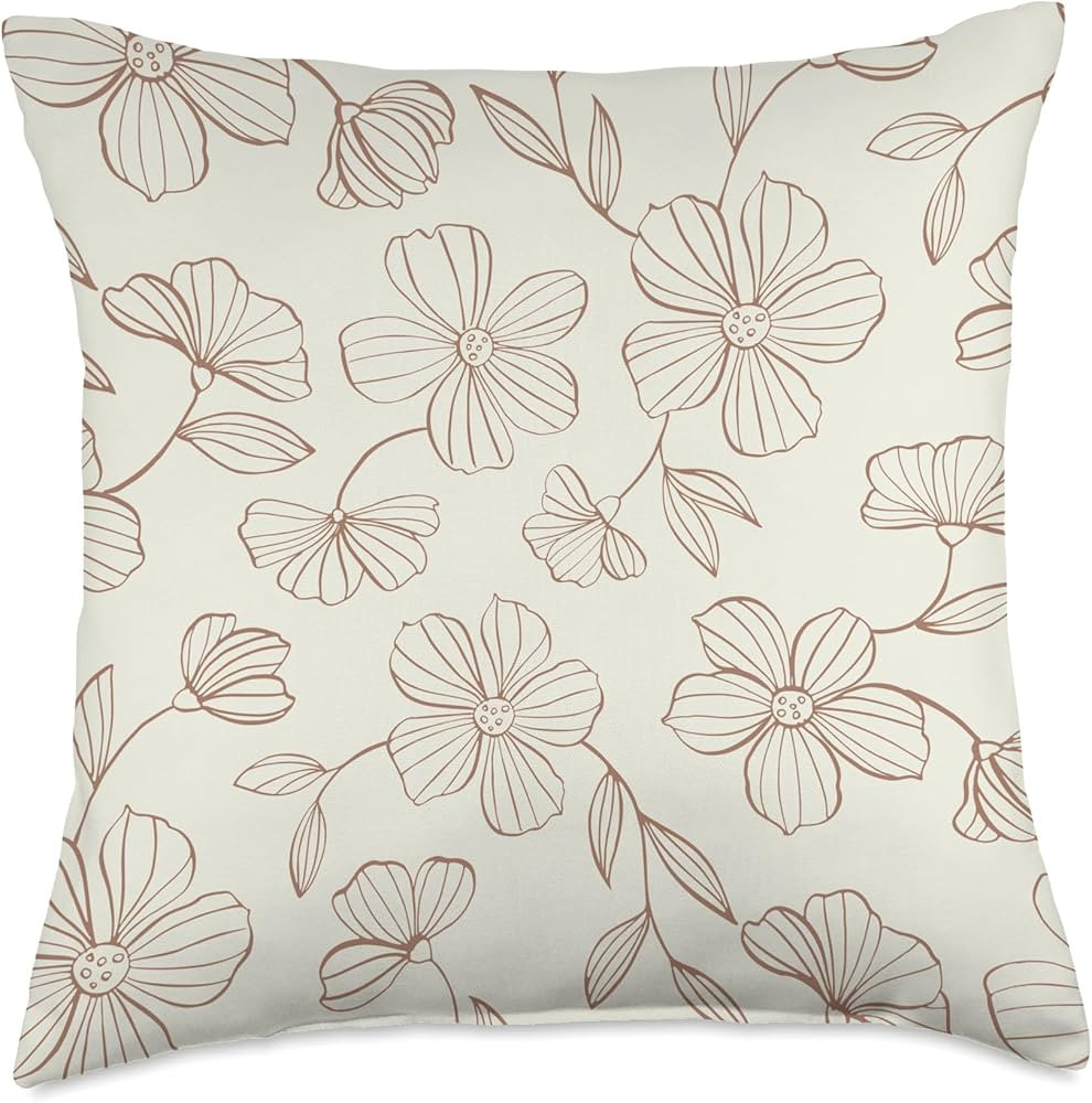 Color of the Year 2025 - Floral Mocha Mousse Throw Pillow | Amazon (US)