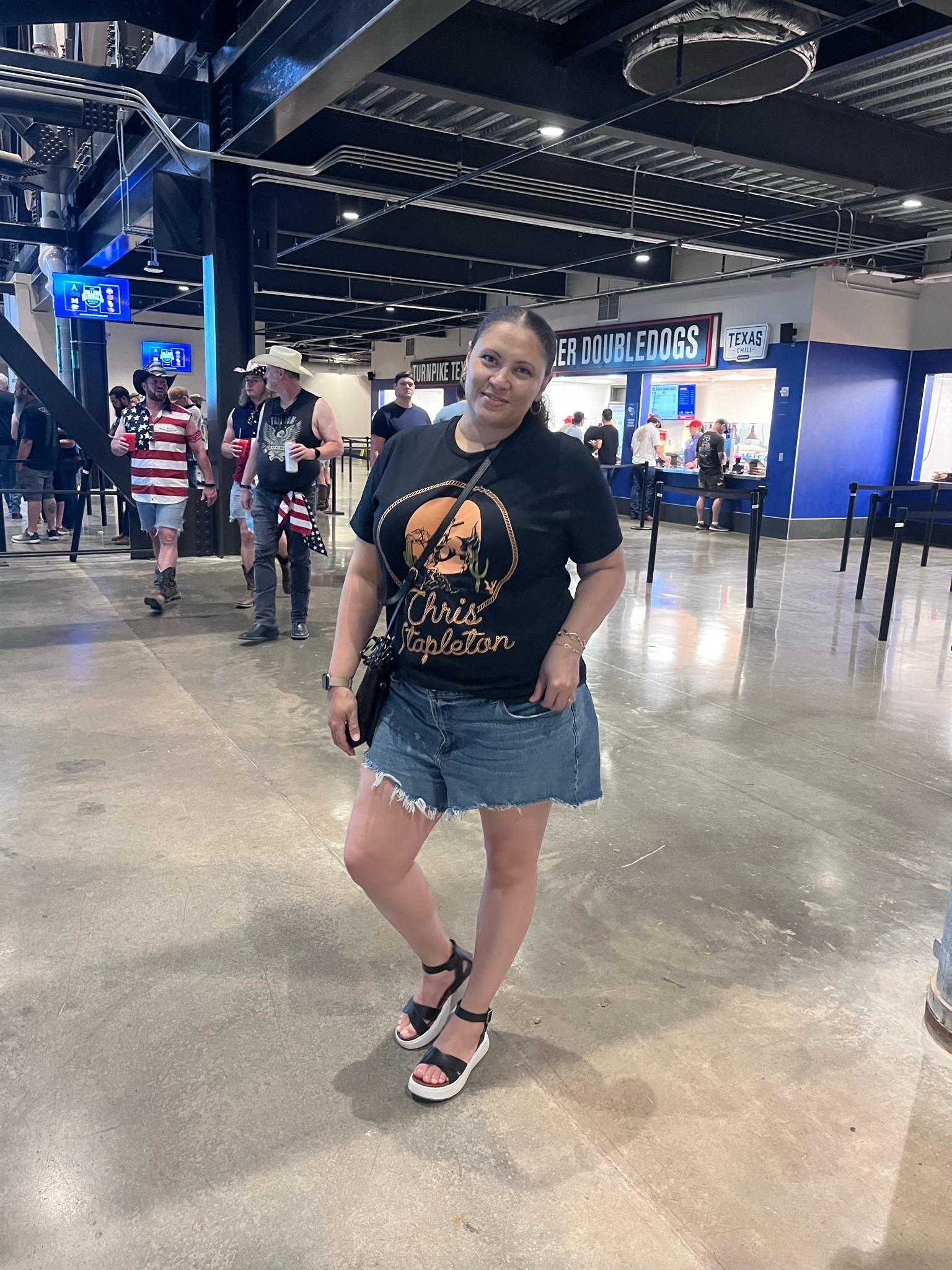 Chris Stapleton concert outfit for a mom that prioritizes comfort for such a long day and night!! Artist tee, mom shorts, the comfiest ankle strap platform sandals.

#LTKFindsUnder100 #LTKOver40 #LTKMidsize