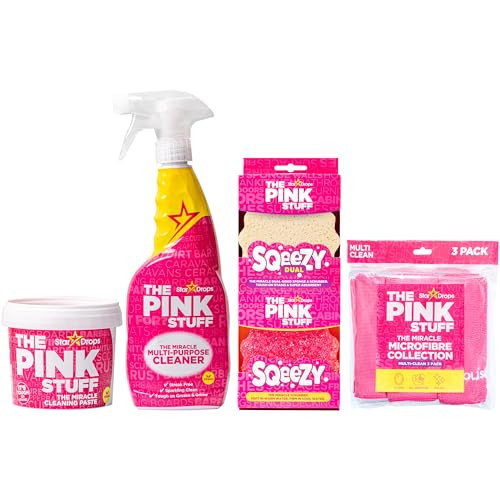 Stardrops- The Pink Stuff – Miracle Cleaning Paste – Multi Purpose Spray – 2 SQeeZY Sponges – Microfiber 3 pack. | Amazon (US)