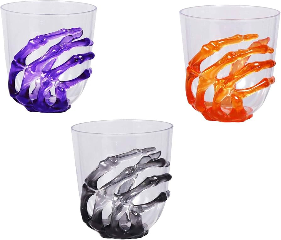 Halloween Skeleton Hand Plastic Goblets - Champagne Flutes - Stemless Cups - Perfect for Creepy S... | Amazon (US)