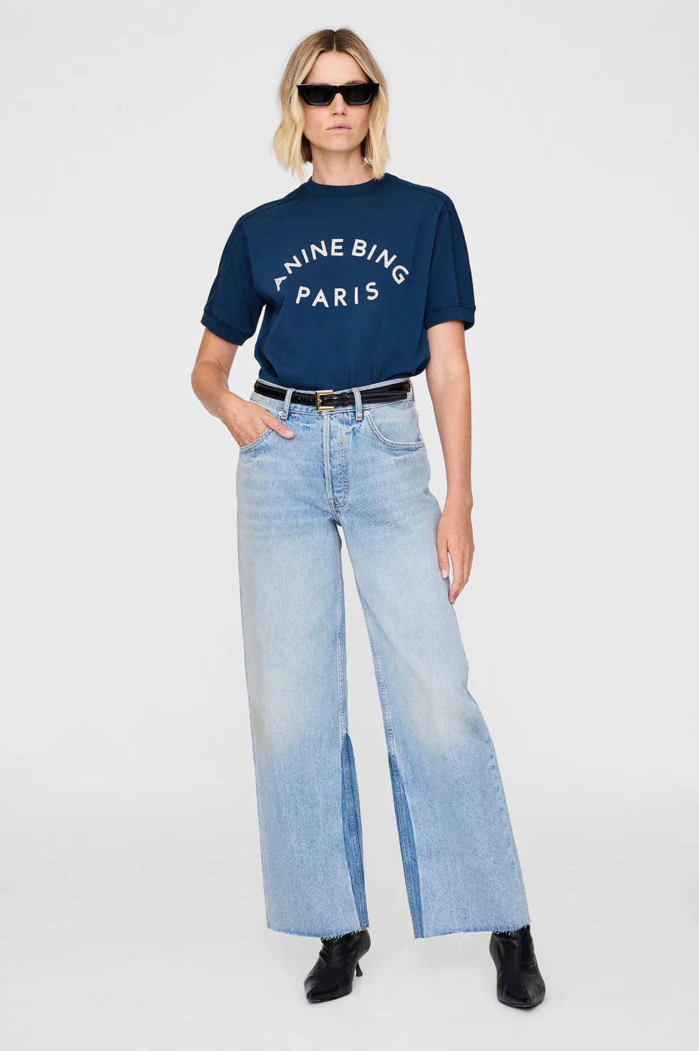 Jaylin Tee Paris - Washed Navy | Anine Bing