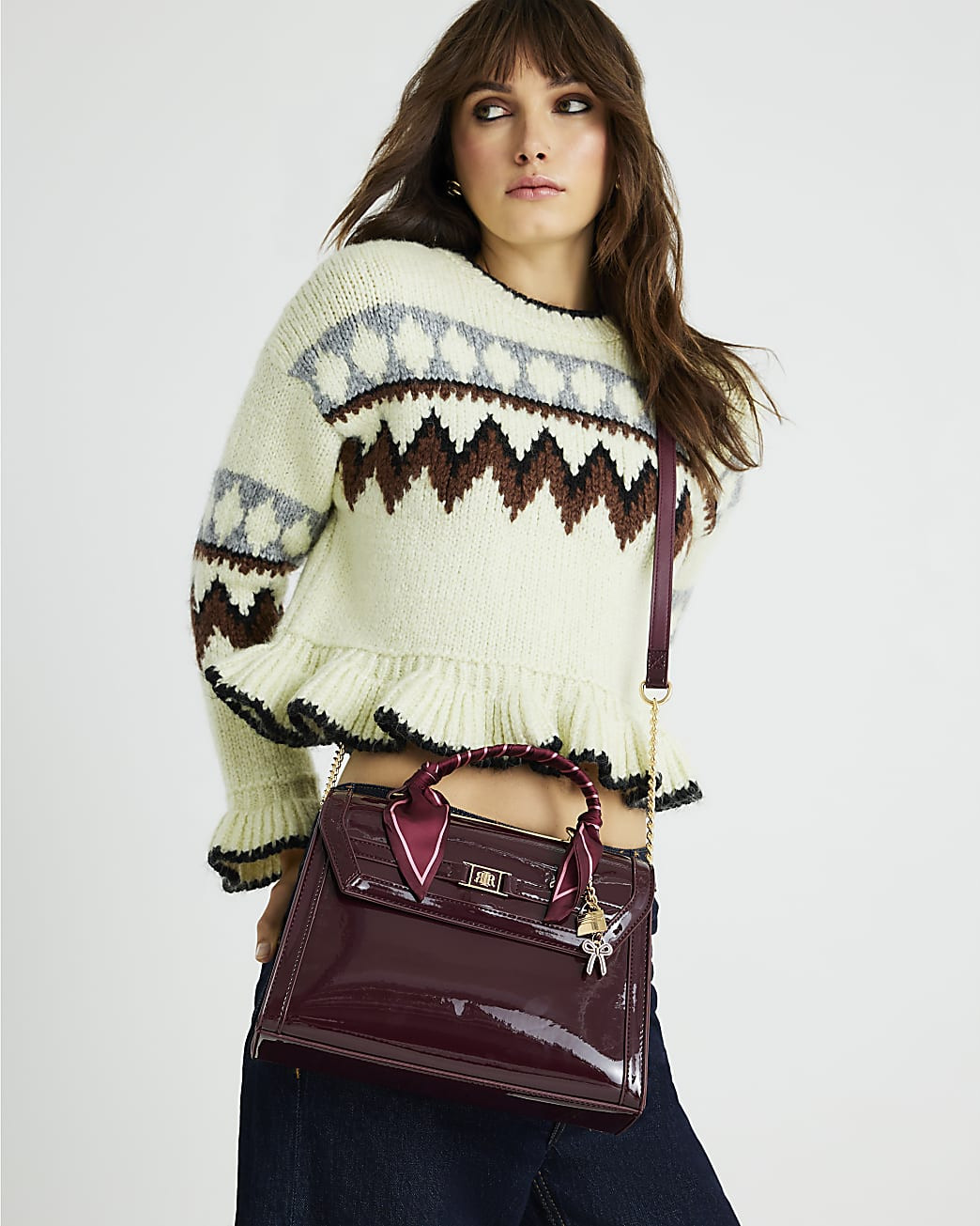 Red Patent Charm Tote Bag | River Island UK & IE