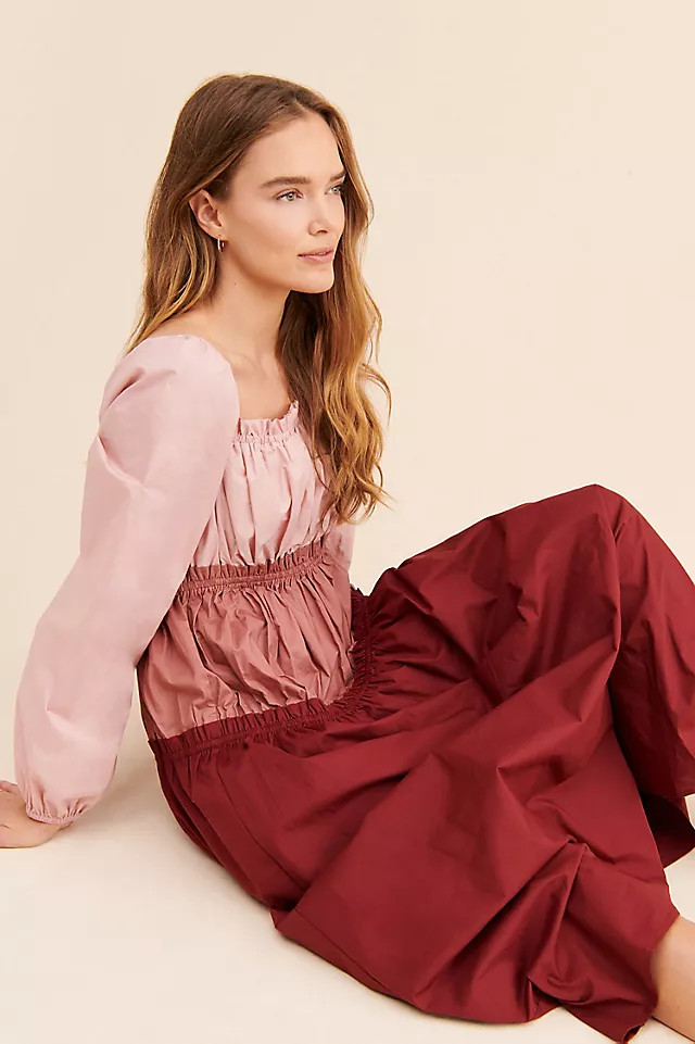 English Factory Colorblock Tiered Maxi Dress | Anthropologie (US)