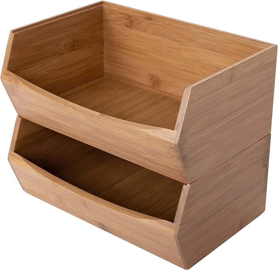 Seville Classics Bamboo Premium Organizer Storage Bins for Kitchen Silverware, Pantry, Closet, Of... | Amazon (US)