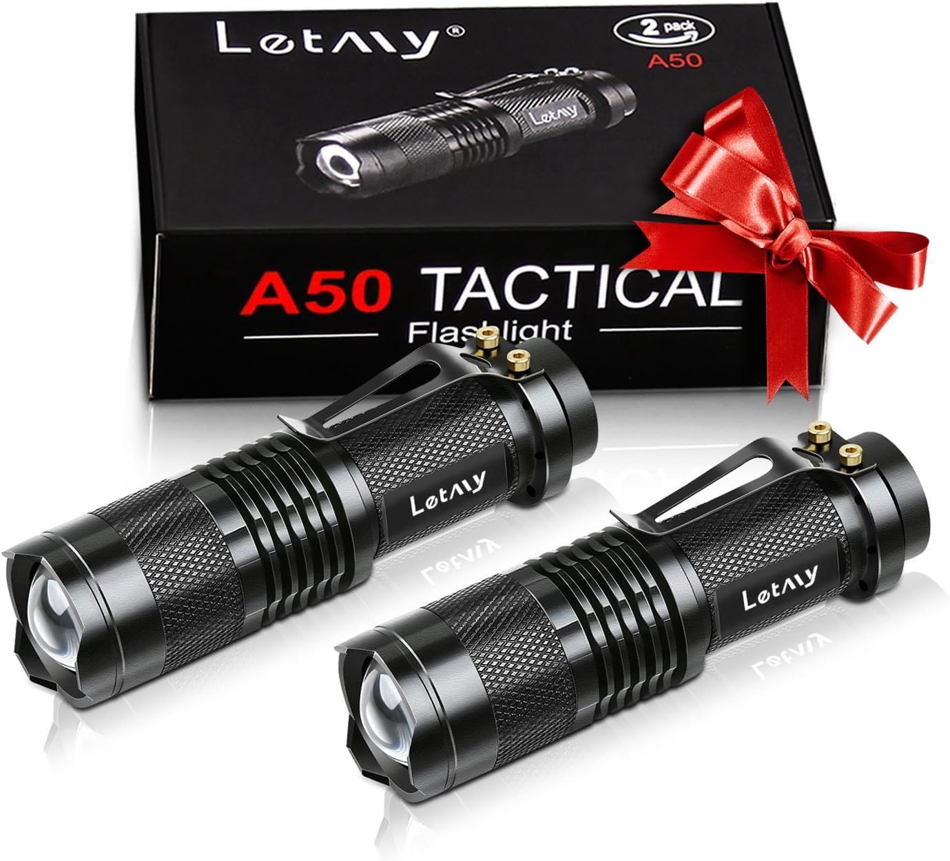 LETMY Tactical Flashlight, Super Bright LED Mini Flashlights with Belt Clip, Zoomable, 3 Modes, W... | Amazon (US)