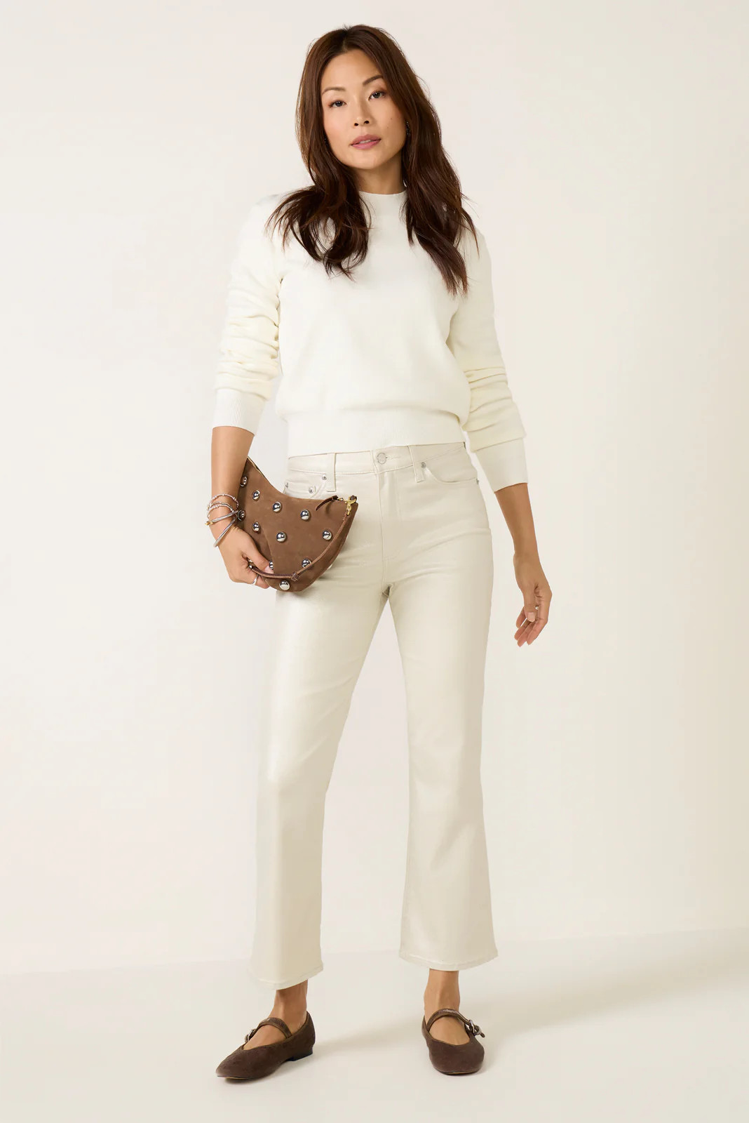 PISTOLA Women's Lennon Cropped Bootcut Coated Jean, Size 26, White | Evereve