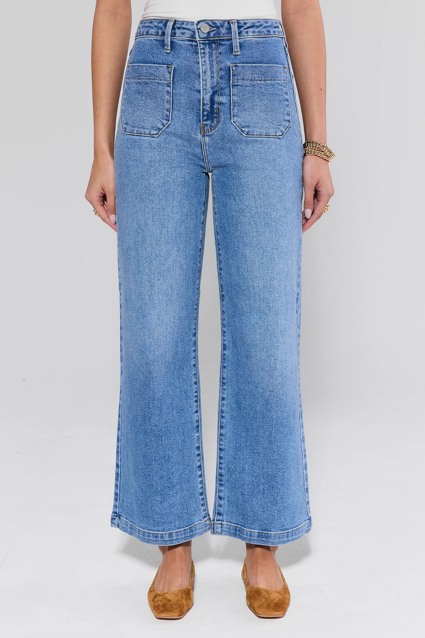 Kimberly Medium Wash Patch Pocket Jeans | Avara