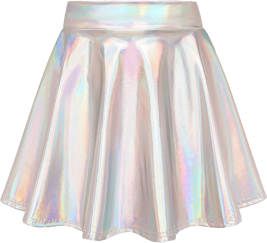 KEREDA Girls Metallic Skater Skirts Shiny Flared Holographic Skort | Amazon (US)