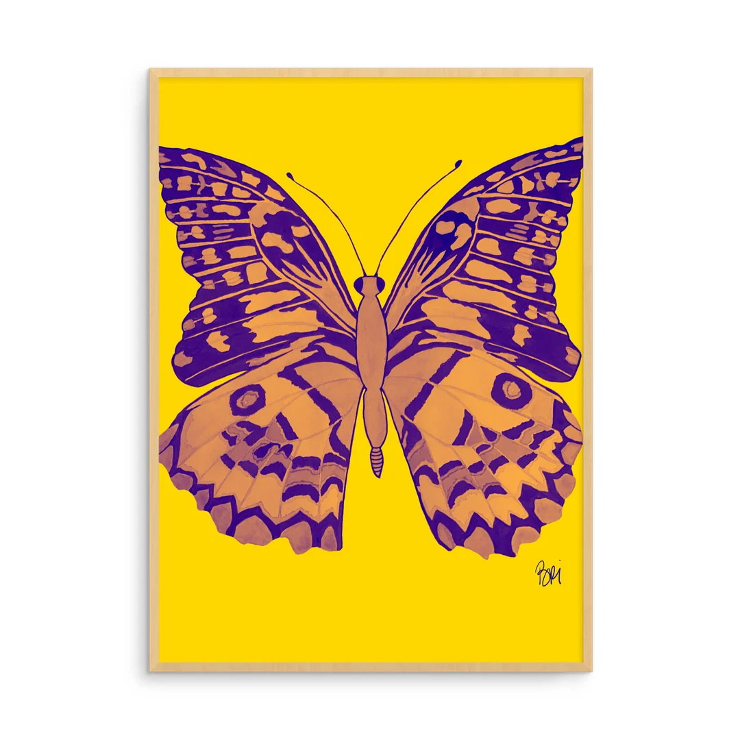 Canary Pop Art Butterfly Print - Etsy | Etsy (US)
